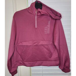 Zara Womens XS Pink 1/4Zip Hoodie Sweatshirt purple pink beach workout college